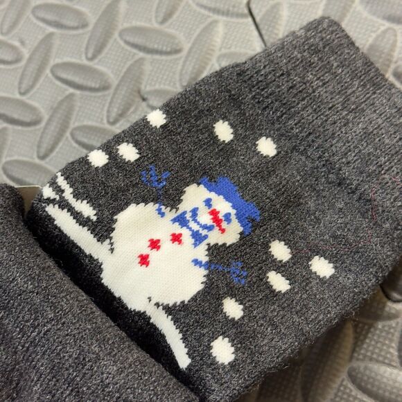 Jones New York Crew Socks Men's Size 9-11 Gray Knitted Snowman Printed Stretch - Picture 3 of 3